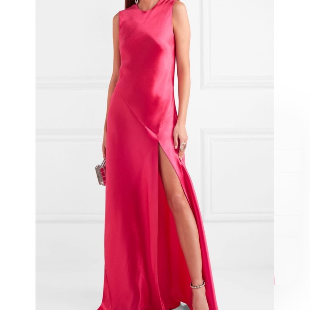 Philosophy di Lorenzo Serafini Hammered Satin Fuchsia Gown size L